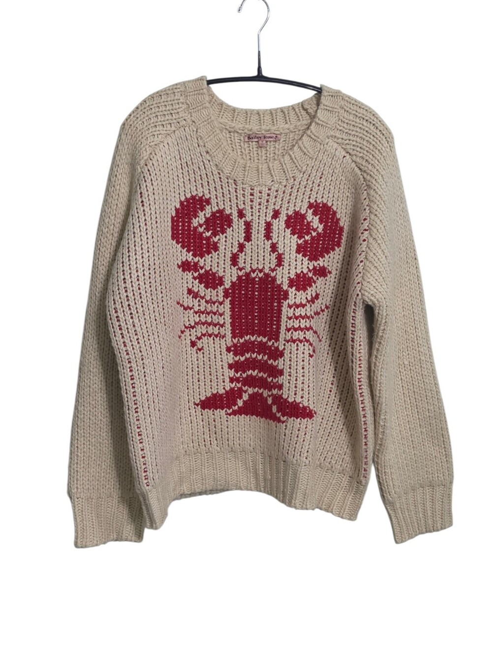 Bailey Rose Cream Chunky Thick Lobster Sweater M Oversized New England Fisherman